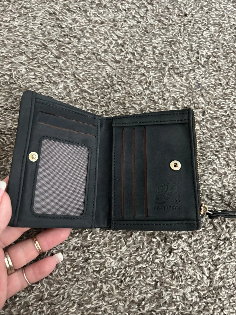 Black Floral Zip Wallet